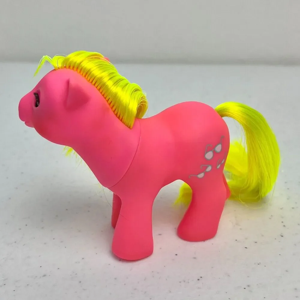 Vintage G1 My Little Pony Baby Shady BBE Pink Yellow w/ Accessories Hasbro 1986